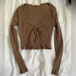 Brown Audrey 3+1 long sleeve crop top